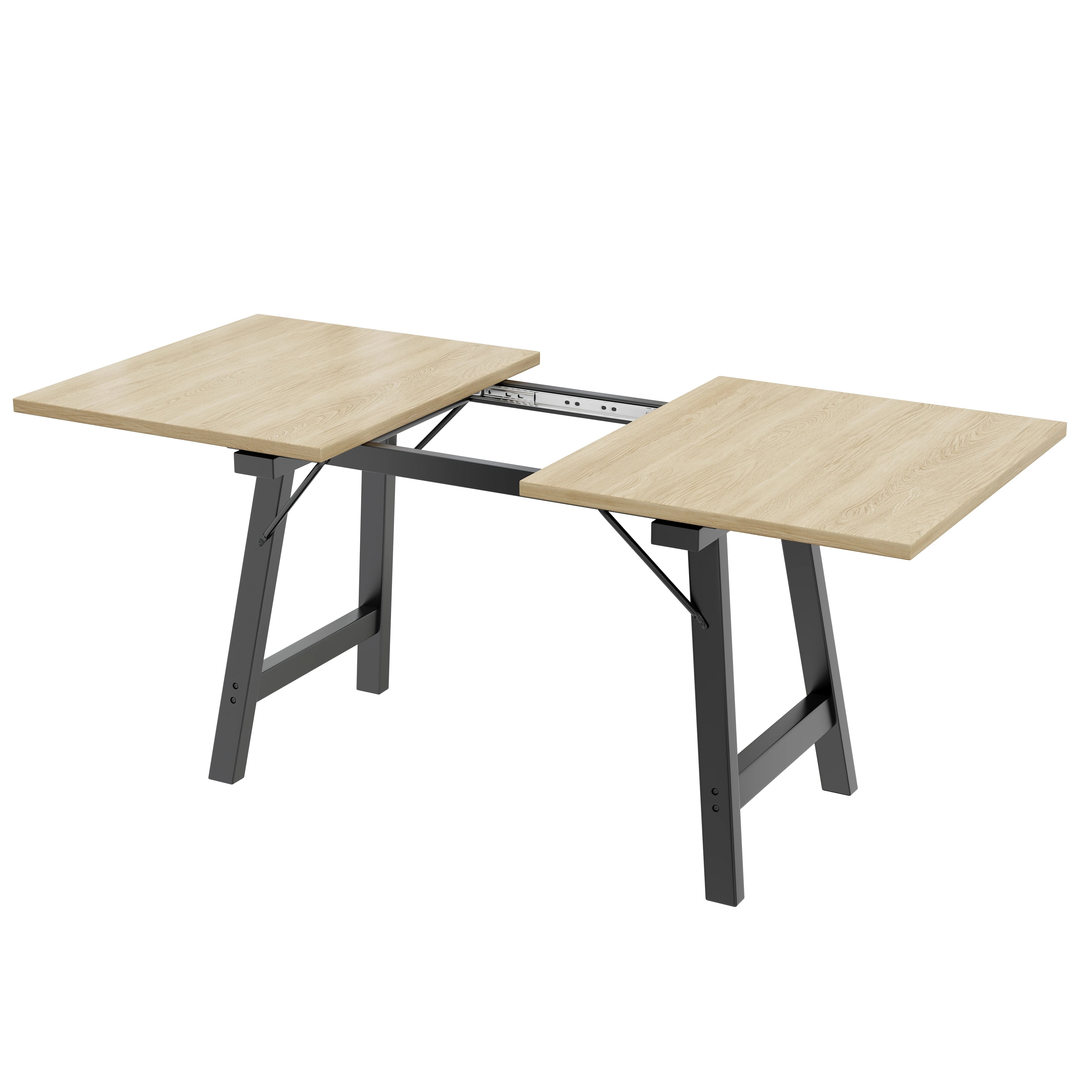 Table salle à manger extensible beige avec pieds en alliage