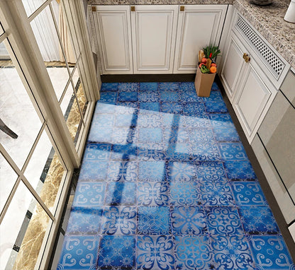 Autocollant de carrelage mural en bleu pour cuisine