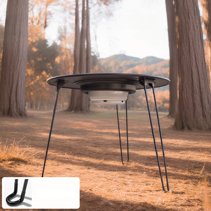 Table ronde pliante avec barbecue intégrée portable en métal