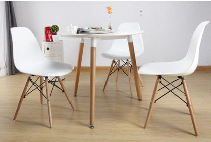 Ensemble de table à manger ronde avec 4 chaises nordiques avec pieds en bois