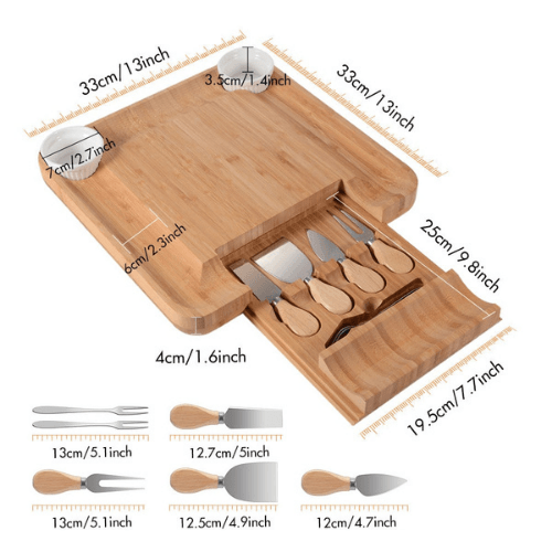 Planche de fromage avec 4 ensembles de couteaux